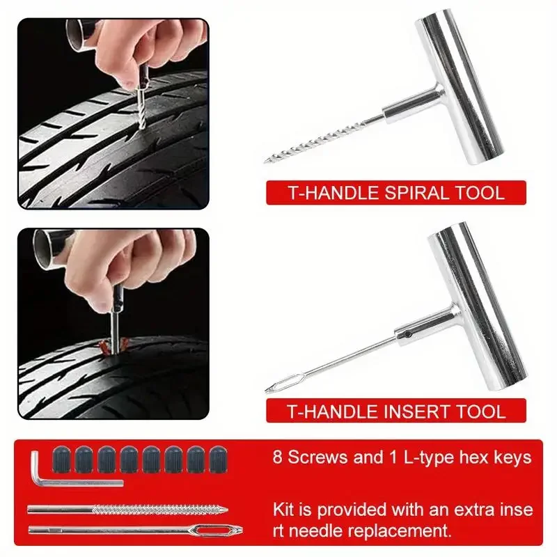 1Set Auto Bike Tire Repair Tool Kit 45 PCS Studding Set for Motorcycle Car Puncture Plug Accessories Tyre Repair Kit Garage Tools Motorcycle Tools