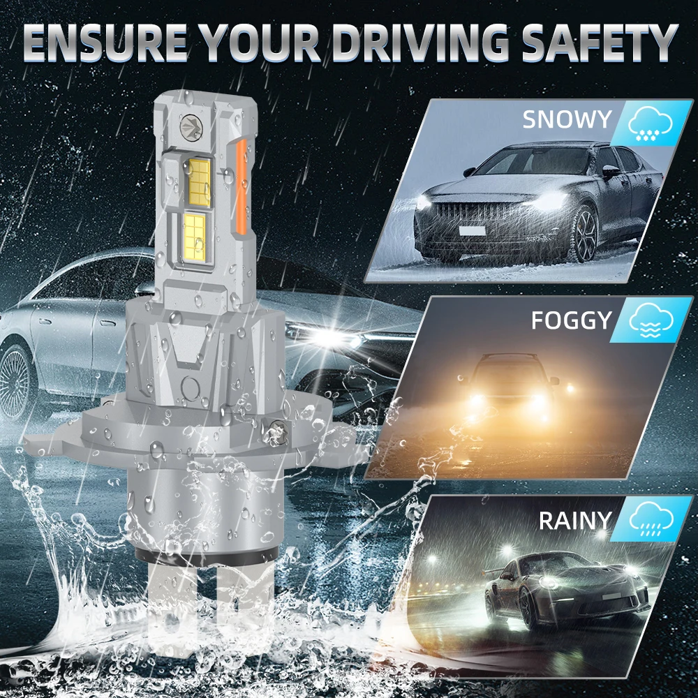 2PCS Car LED Bulbs H1 H7 H11 High/ Low Beam H4 9005/HB3 9006/HB4 9012 Headlight Bulbs 30000LM 6000K White 1:1 Mini Size Fog Light Bulbs 70000hrs Lifespan Plug& Play DC12V Cars