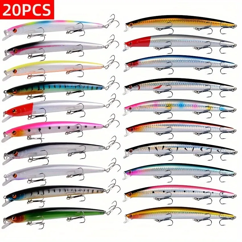20pcs/lot Big Fishing Lure Set, Minnow Fishing Lure, Hard Artificial Bait
