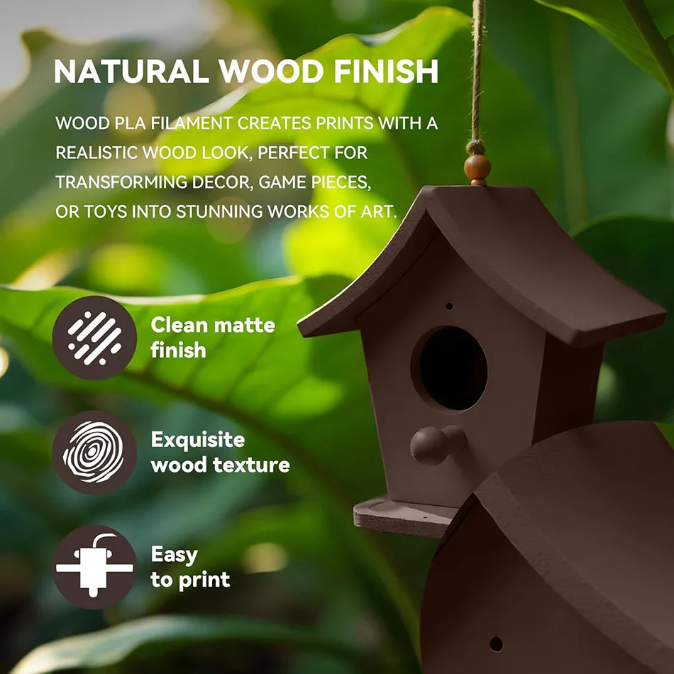 JAYO 2*1.1KG Wood PLA 3D Filament 1.75mm 1.1KG/Roll PLA Wood Texture 3D Printer Filament 10-15% Wood Fiber 3D Printing Materials