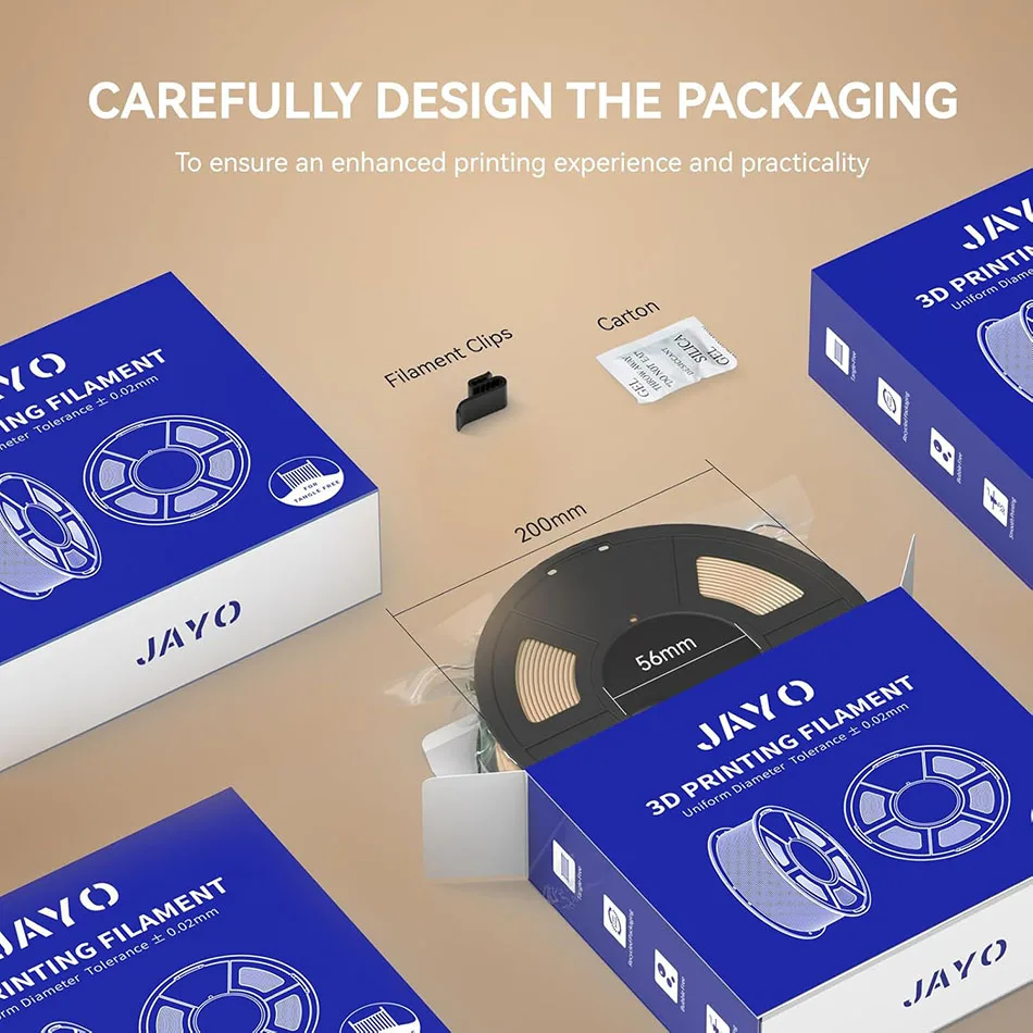 JAYO 2*1.1KG Wood PLA 3D Filament 1.75mm 1.1KG/Roll PLA Wood Texture 3D Printer Filament 10-15% Wood Fiber 3D Printing Materials