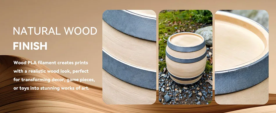 JAYO 2*1.1KG Wood PLA 3D Filament 1.75mm 1.1KG/Roll PLA Wood Texture 3D Printer Filament 10-15% Wood Fiber 3D Printing Materials
