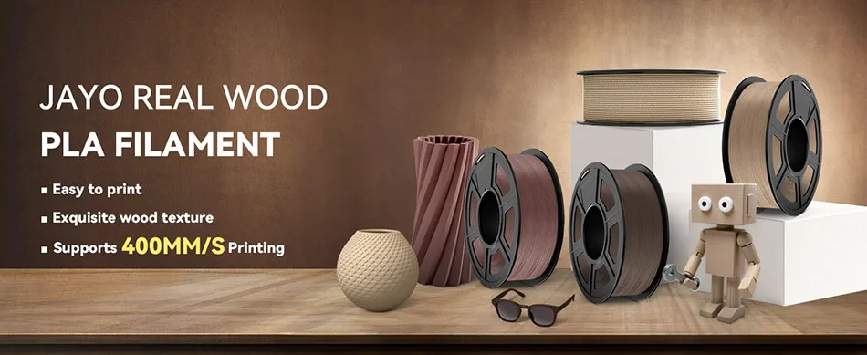 JAYO 2*1.1KG Wood PLA 3D Filament 1.75mm 1.1KG/Roll PLA Wood Texture 3D Printer Filament 10-15% Wood Fiber 3D Printing Materials