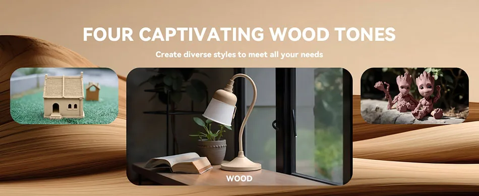 JAYO 2*1.1KG Wood PLA 3D Filament 1.75mm 1.1KG/Roll PLA Wood Texture 3D Printer Filament 10-15% Wood Fiber 3D Printing Materials