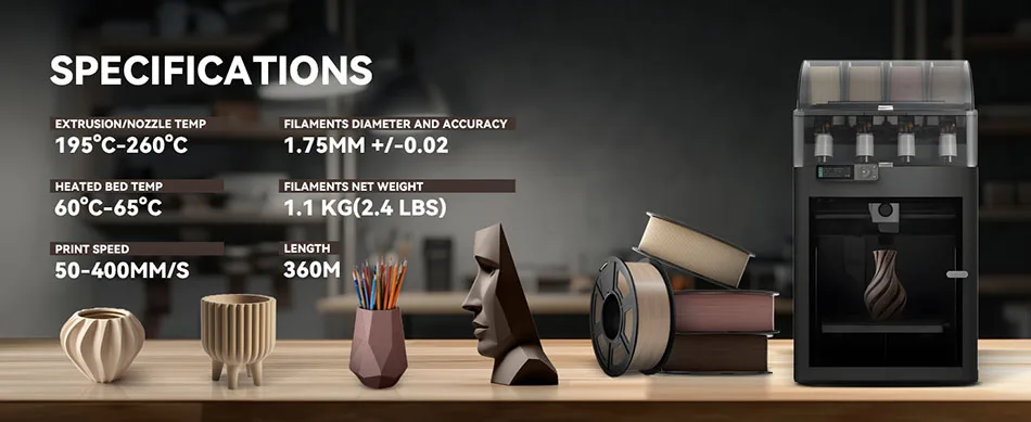 JAYO 2*1.1KG Wood PLA 3D Filament 1.75mm 1.1KG/Roll PLA Wood Texture 3D Printer Filament 10-15% Wood Fiber 3D Printing Materials