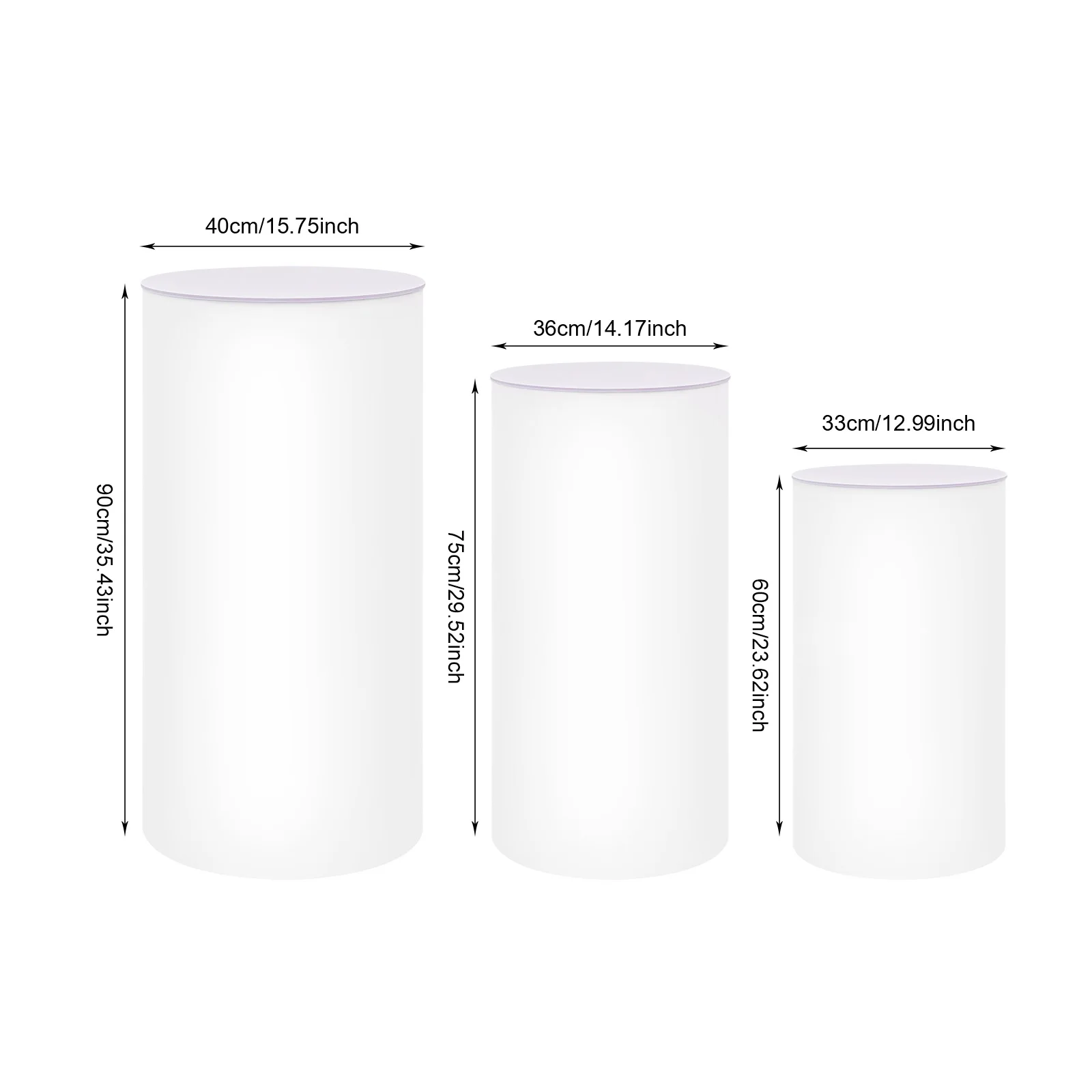 Pedestal Display Stand, PVC Cylinder Pedestal Stand, Free Standing 3pcs Pedestal Stand, for Weddings, Stores, Birthdays, Baby Showers