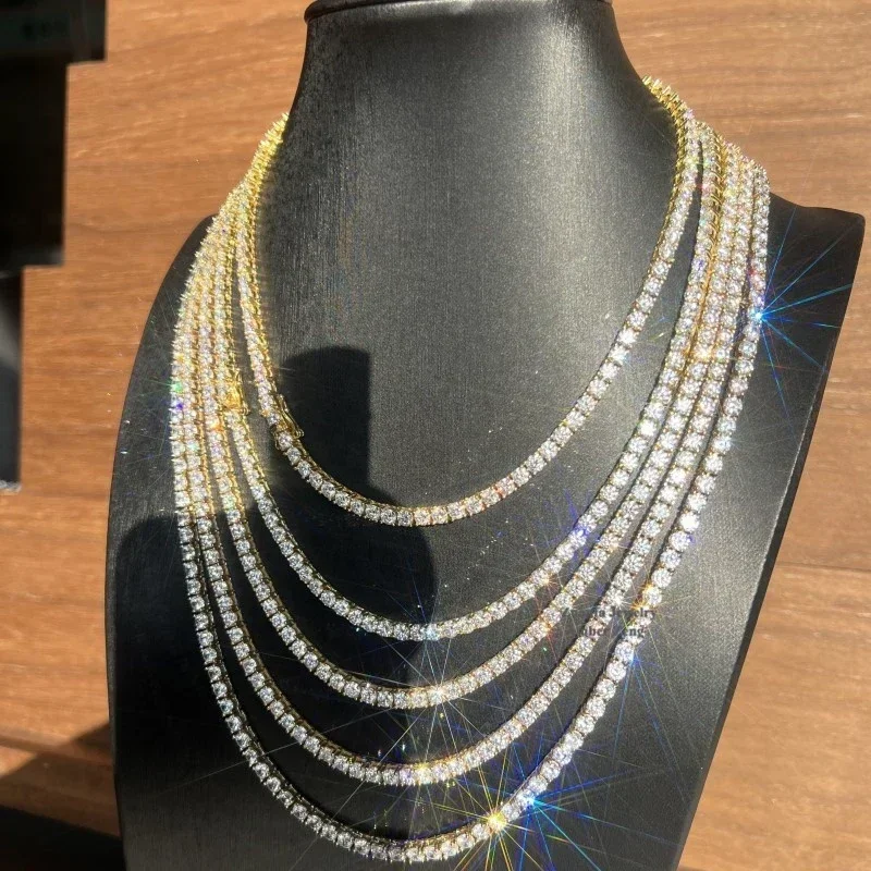 lab created moissanite tennis chain,hip hop moissanite jewelry set,925 sterling silver tennis bracelet necklace,unisex moissanite chain,stackable party jewelry for men women