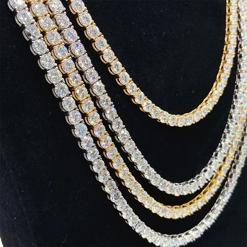 lab created moissanite tennis chain,hip hop moissanite jewelry set,925 sterling silver tennis bracelet necklace,unisex moissanite chain,stackable party jewelry for men women