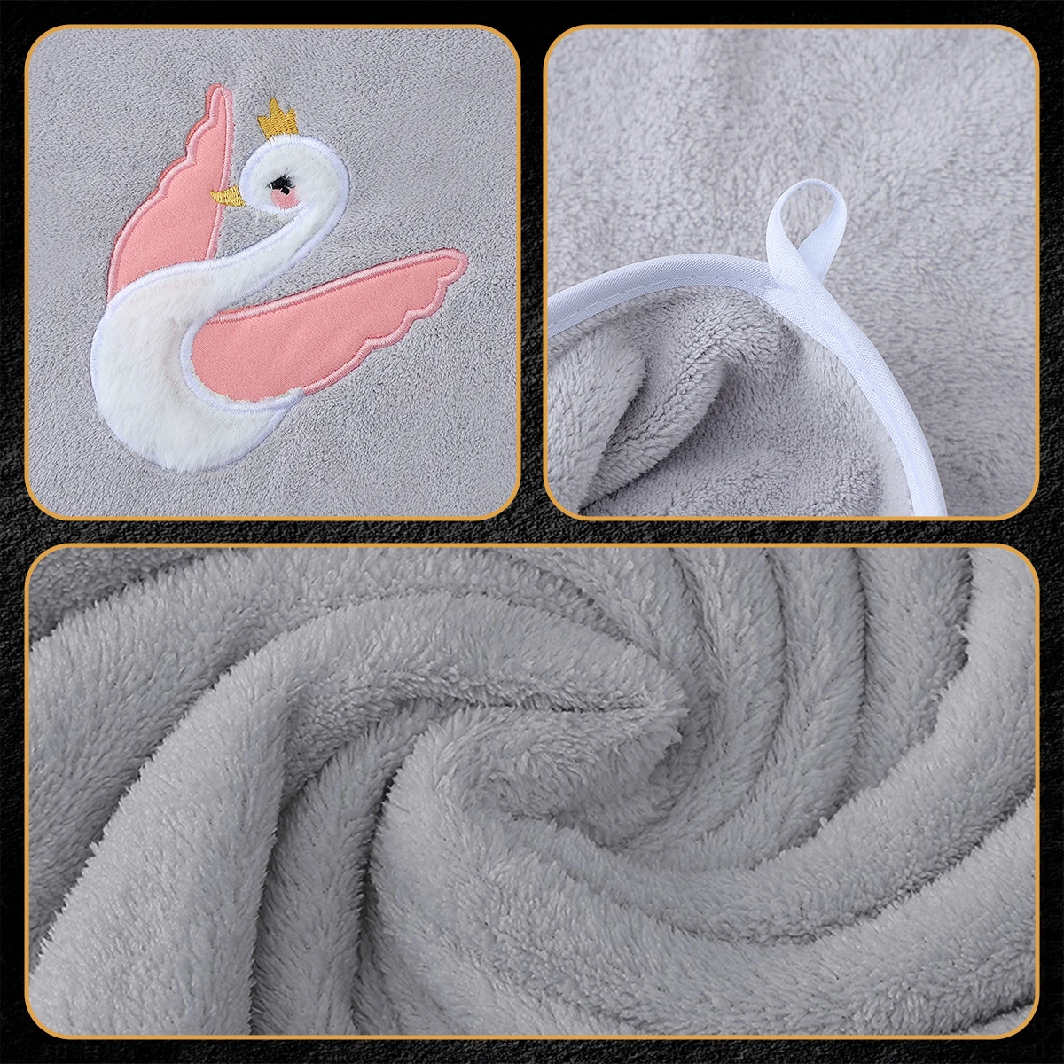 3-Piece Towel Set, 1 Bath Towel + 2 Hand Towels, Elegant Swan Embroidery Pattern, Soft and Comfortable, Skin-Friendly, Highly Absorbent, Quick-Drying Towel, Coral Fleece Material