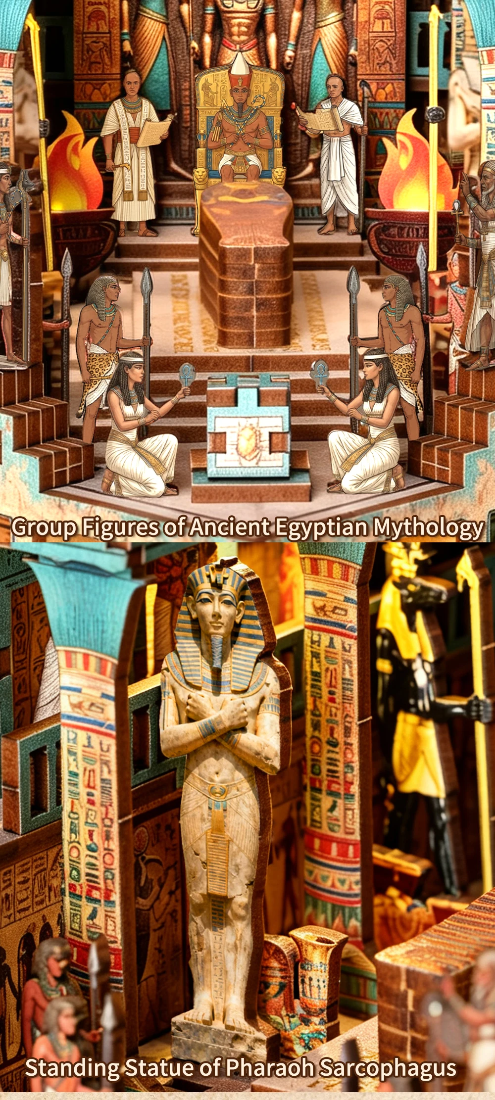 Book Nook Kit 3D Wooden Puzzle Egyptian Pharaoh MummyDIY Miniature Dollhouse Pyramid Model Building Home Decoration Gifts