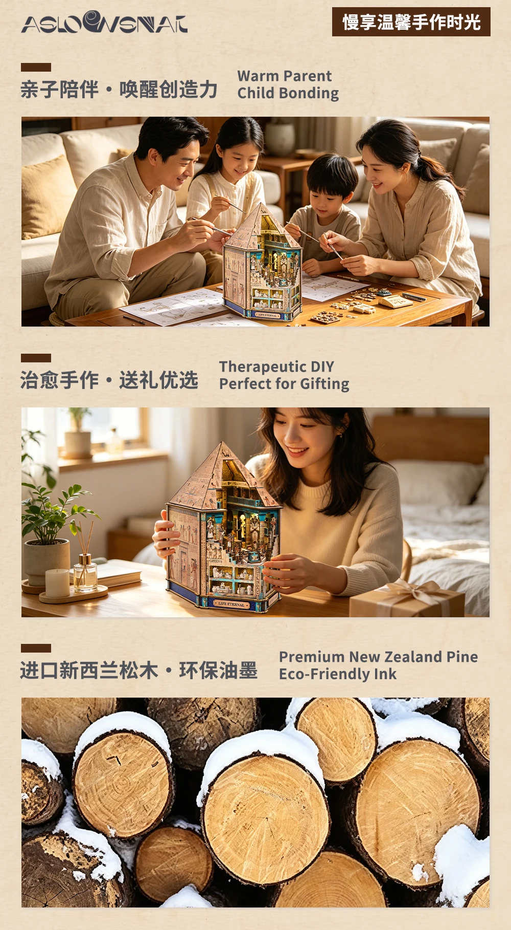 Book Nook Kit 3D Wooden Puzzle Egyptian Pharaoh MummyDIY Miniature Dollhouse Pyramid Model Building Home Decoration Gifts