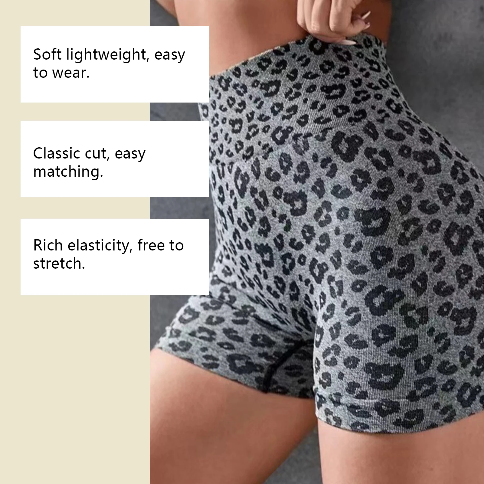 Leopard Print High‑Waist Biker Shorts Soft Quick‑Dry Tummy Control Butt Lifting Sports Shorts For Daily Workout