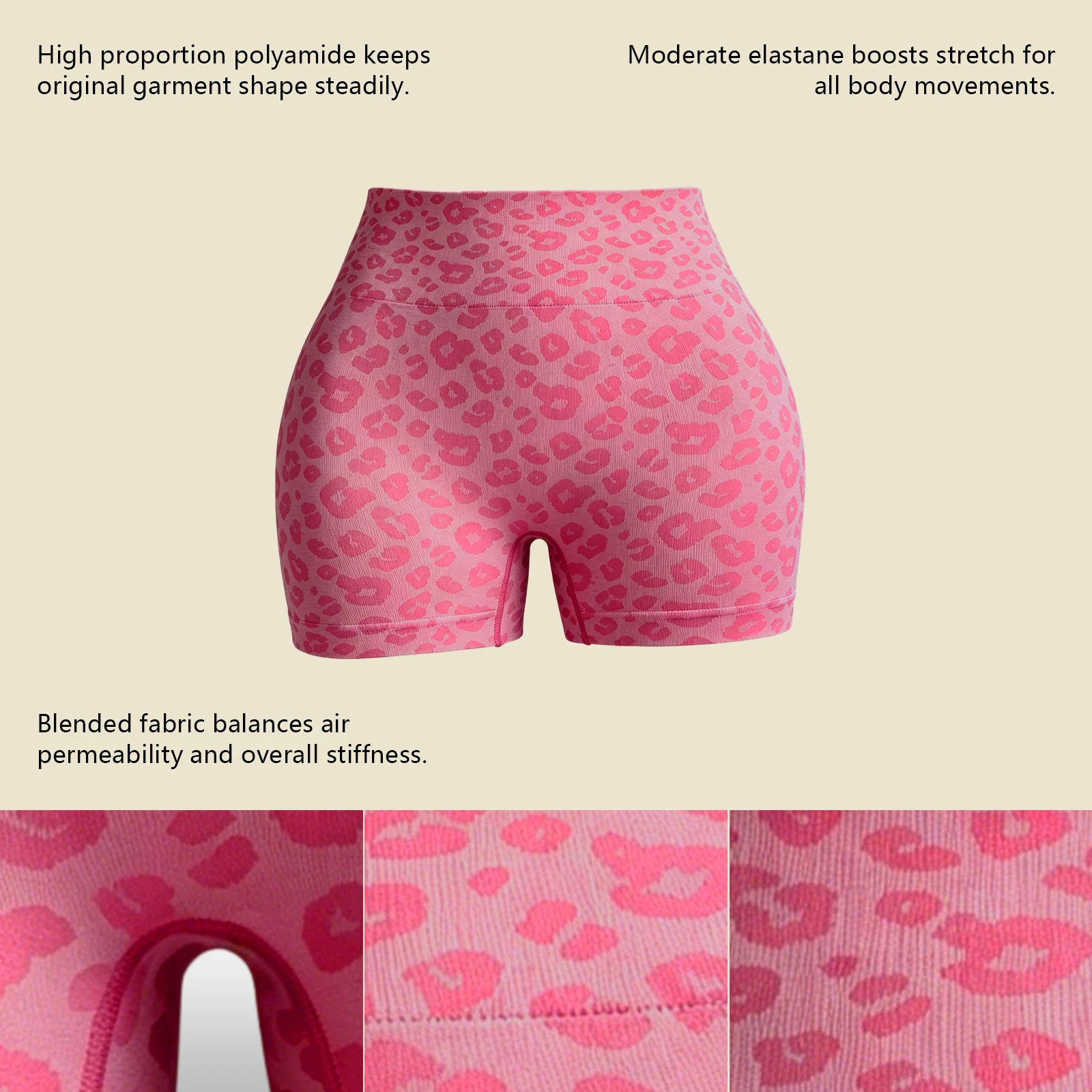 Leopard Print High‑Waist Biker Shorts Soft Quick‑Dry Tummy Control Butt Lifting Sports Shorts For Daily Workout