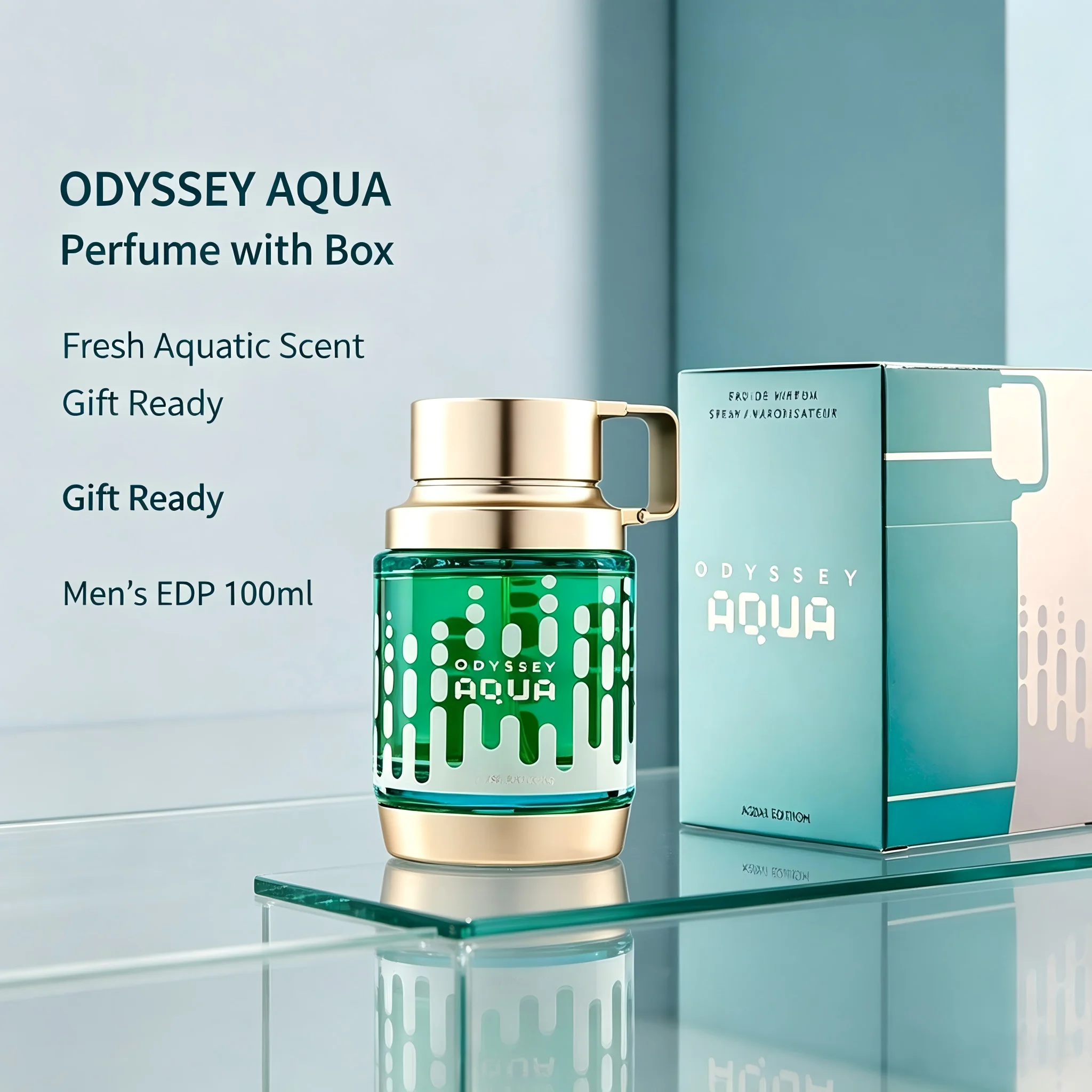 Armaf Odyssey Aqua Men's EDP, 3.4 oz/100ml, 1 Bottle, Fresh Aquatic Aromatic Long Lasting Cologne, Men's Fragrance Gift, Birthday, Anniversary, Fall, Thanksgiving, Black Friday, Christmas, New Year Holiday Gift
