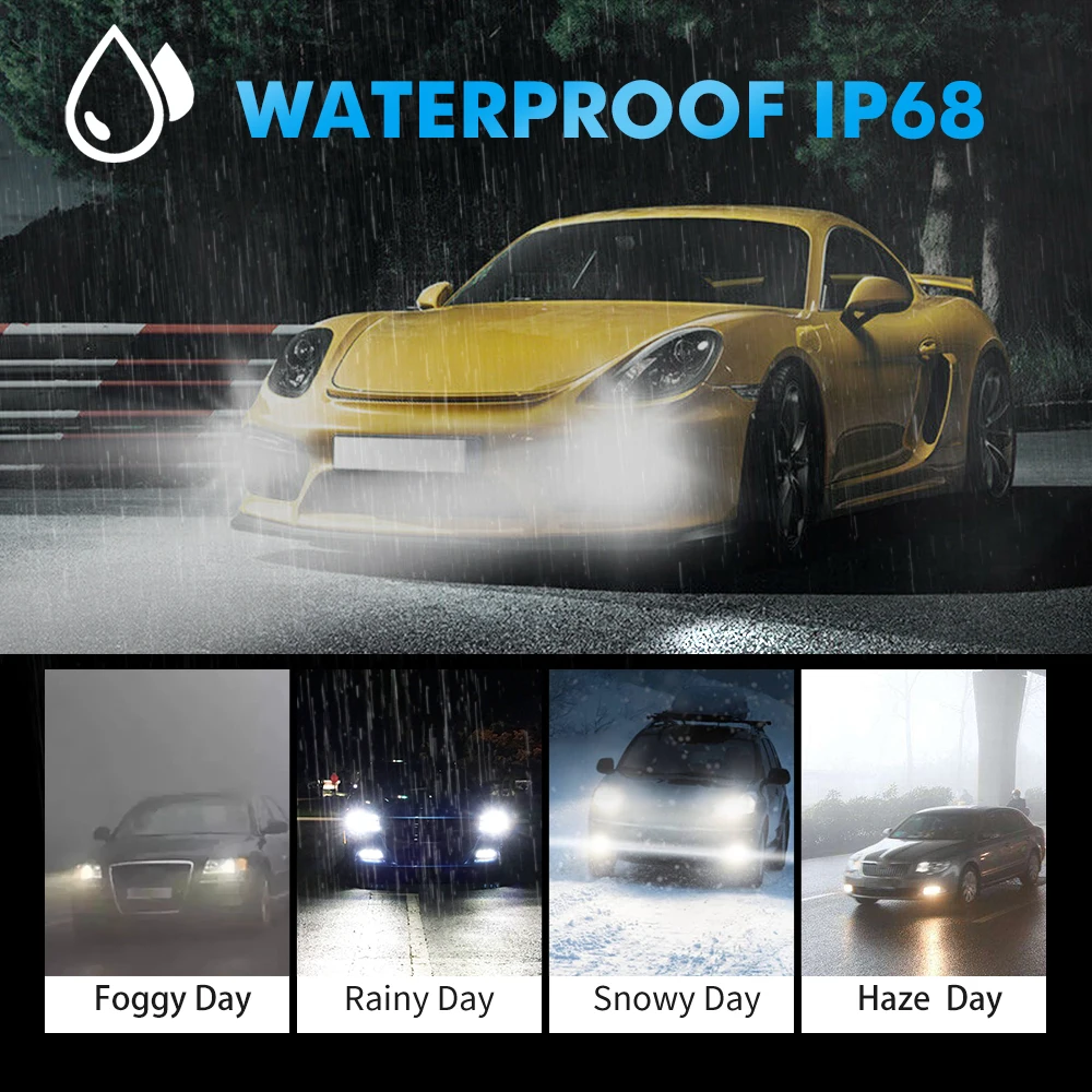 BEVINSEE H4 H7 H1 H11 H3 9004 9007 9008 LED Headlight Bulbs 50W 6000LM HB3/9005 HB4/9006 880/881 LED Fog Lights 6000K Mini Size