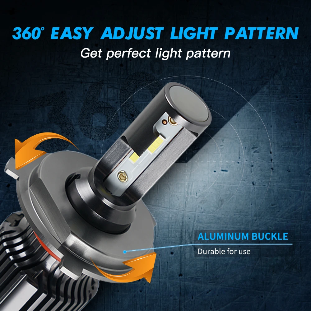 BEVINSEE H4 H7 H1 H11 H3 9004 9007 9008 LED Headlight Bulbs 50W 6000LM HB3/9005 HB4/9006 880/881 LED Fog Lights 6000K Mini Size