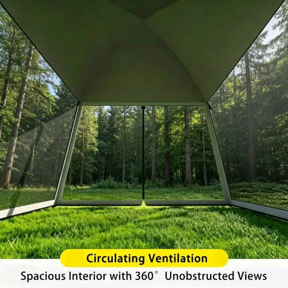 Outdoor Mosquito Net Gazebo Tent for 4-8 Person, Fine Mesh Netting, Breathable Sun Protection Top, Spacious Durable Wind Resistant Frame, Easy Setup Portable Pop Up, Camping Backyard Picnic Party Pavilion, All Season Shade Shelter