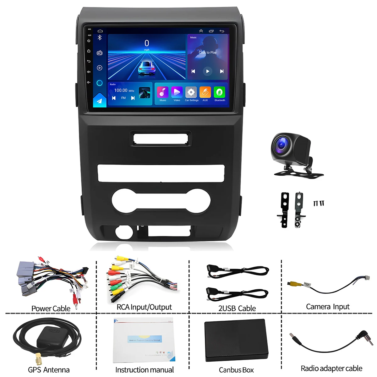 2+32GB Android 13 Car Stereo, 9in Radio for Ford F150 2009-2014 Support Wireless Carplay Android Auto, Head Unit with WiFi GPS Bluetooth SWC Split Screen + AHD Backup Camera