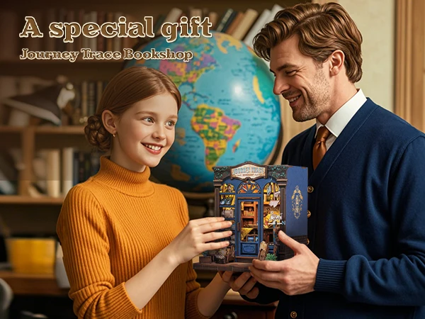 Original CUTEBEE 241pcs Journey Trace Bookshop Book Nook Kit joy nook DIY Miniature House Kit for Adults Booknook Bookstore Bookshelf 3D Wooden Puzzles Gifts for Women Teenagers tinycraft 3D Wooden Puzzle Bookshelf Insert Decor with LED Light girl Gifts
