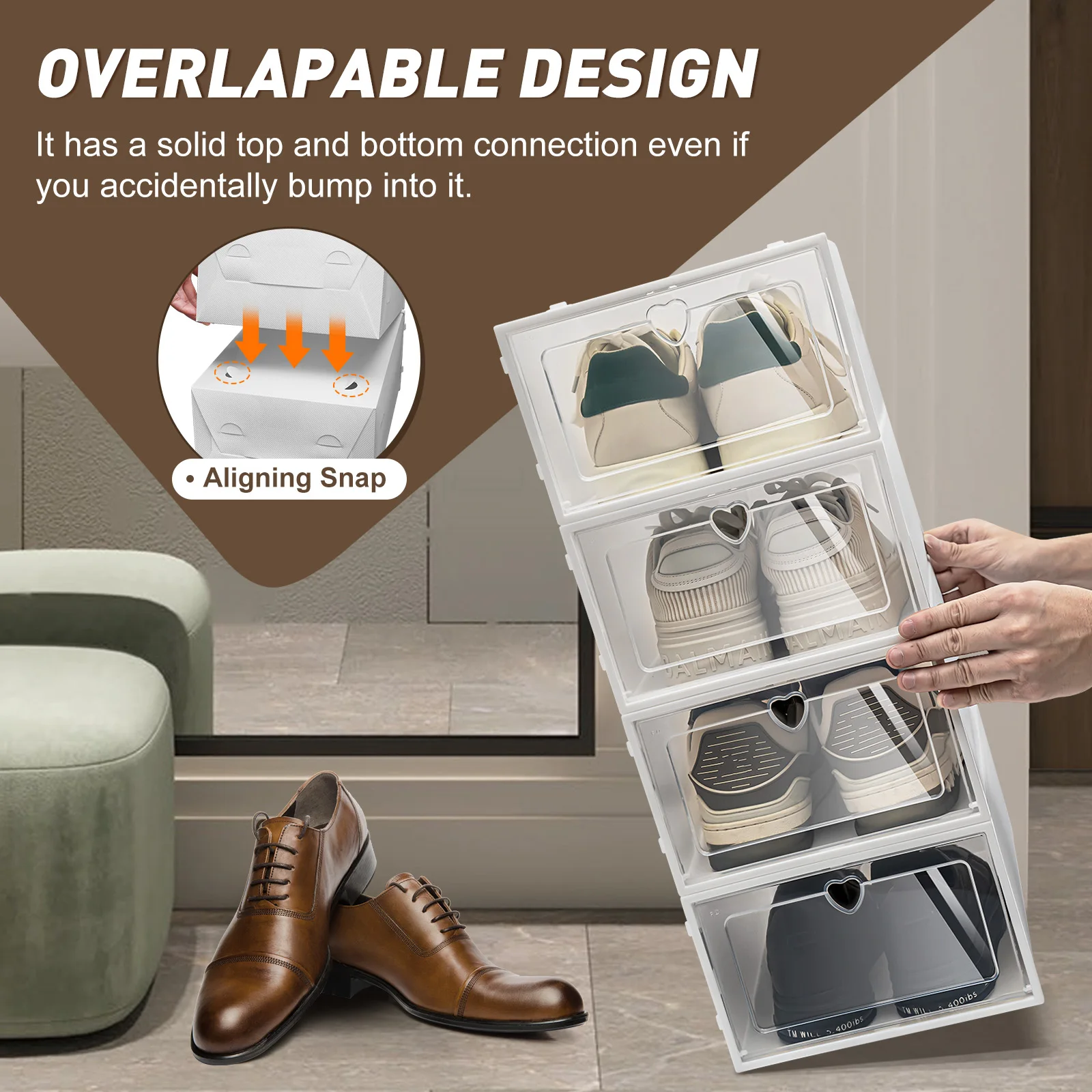 20 Transparent Pp Shoe Boxes, Each Measuring 33 X 23 X 14 Cm; Versatile Transparent Storage Boxes, Odour-Proof and Waterproof