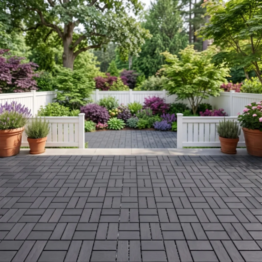 44 Pcs Interlocking Deck Tiles 12x12 Waterproof Outdoor Patio Flooring Non-Slip Plastic Snap Together Floor Mat for Backyard