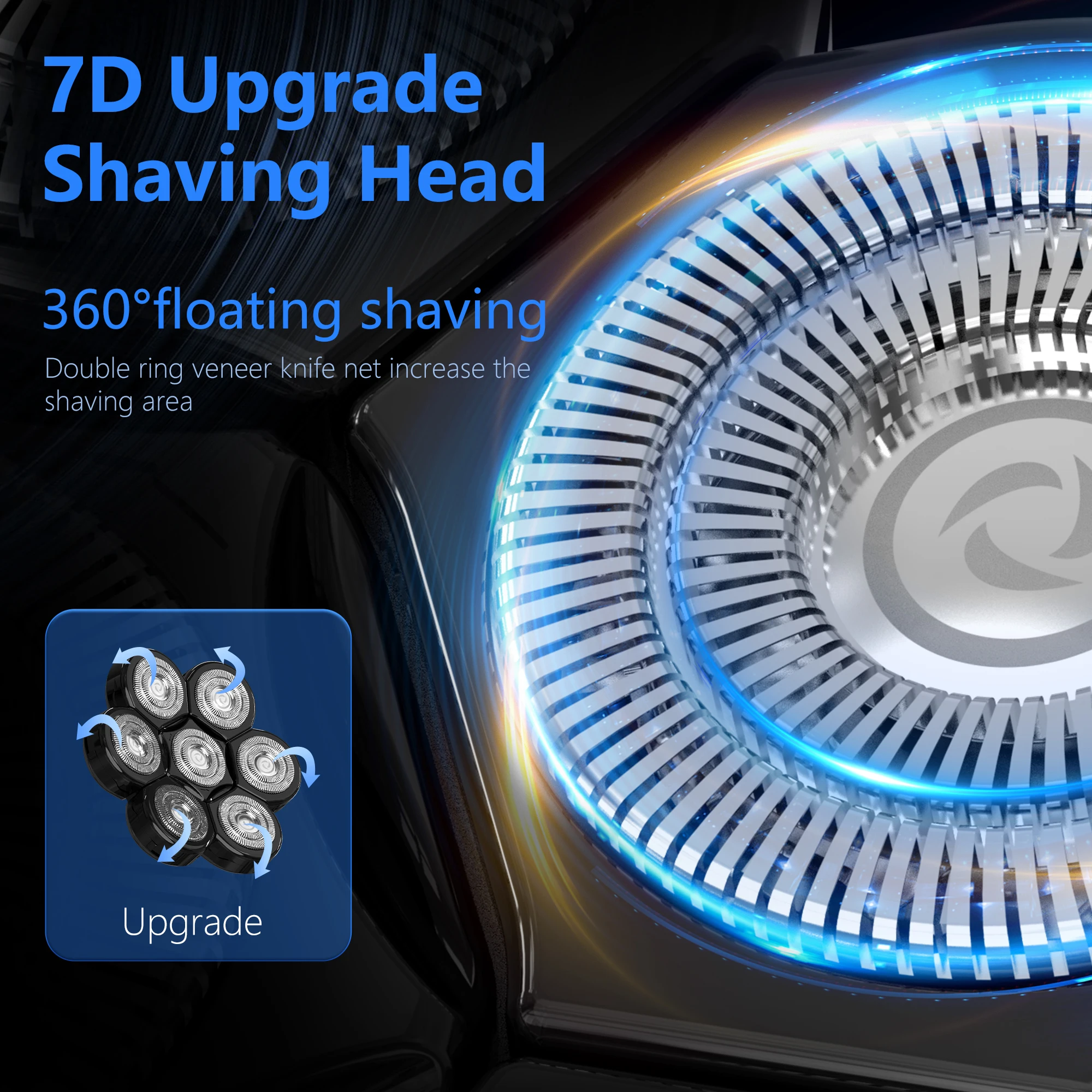 Head Shavers for Bald Men,6-in-1 Upgraded Electric Razor,IPX7 Waterproof Shaving Grooming Kit,Hair Clipper,Wet & Dry, IPX7 Waterproof, Beard and Nose Hair Trimmer Care Kit