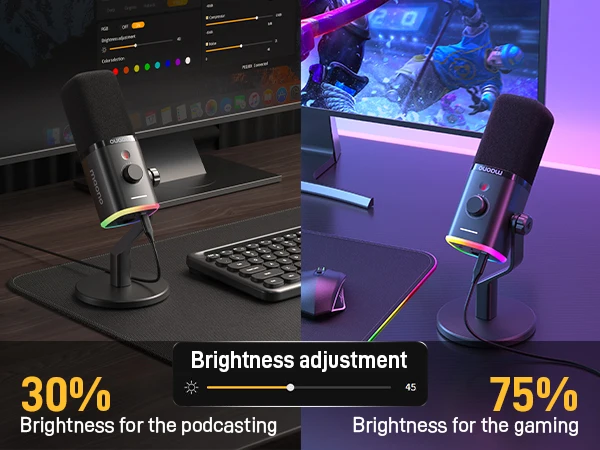MAONO PD100X Dynamic Microphone. Software Noise Reduction Included. RGB Gaming Mic. Enhances Gaming Experience. Ideal for Record