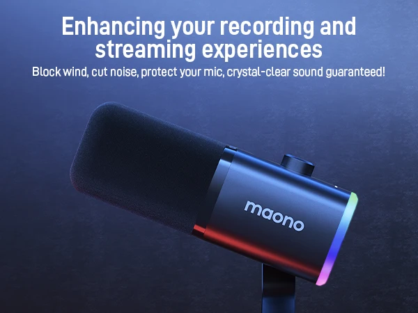 MAONO PD100X Dynamic Microphone. Software Noise Reduction Included. RGB Gaming Mic. Enhances Gaming Experience. Ideal for Record