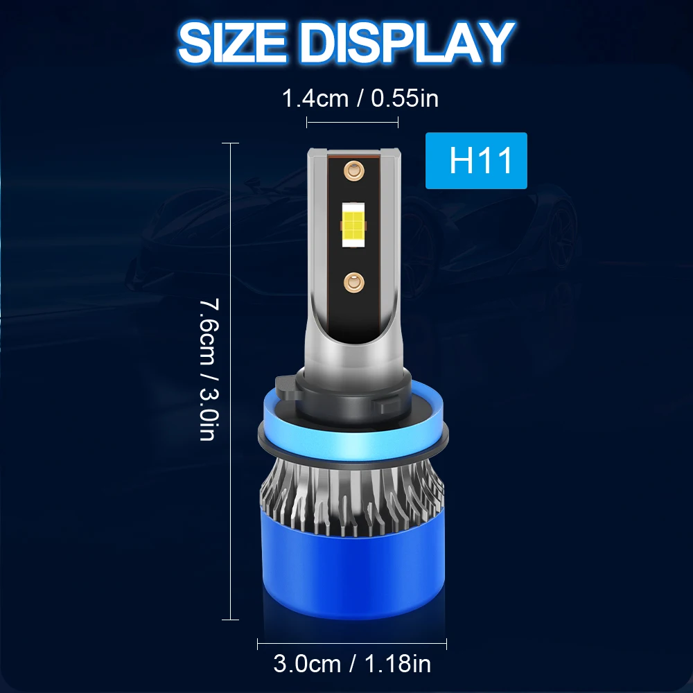 Roadsun H11 Car LED Headlight Bulbs 120W 22000LM CANBUS Super Bright H8 H9 High/Low Beam LED Car Headlamps 6000K DC12V 3570 CSP Chips Auto Light Bulbs Universal Fit For Car Motors