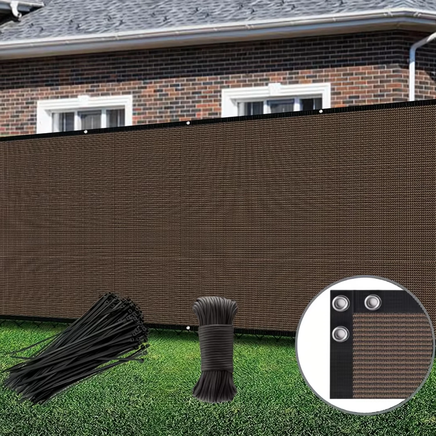 4/5/6/7/8ft Fence Privacy Screen, Heavy Duty Privacy Fence Screen, Outdoor Shade Cloth Mesh Barrier, Cable Zip Ties Included