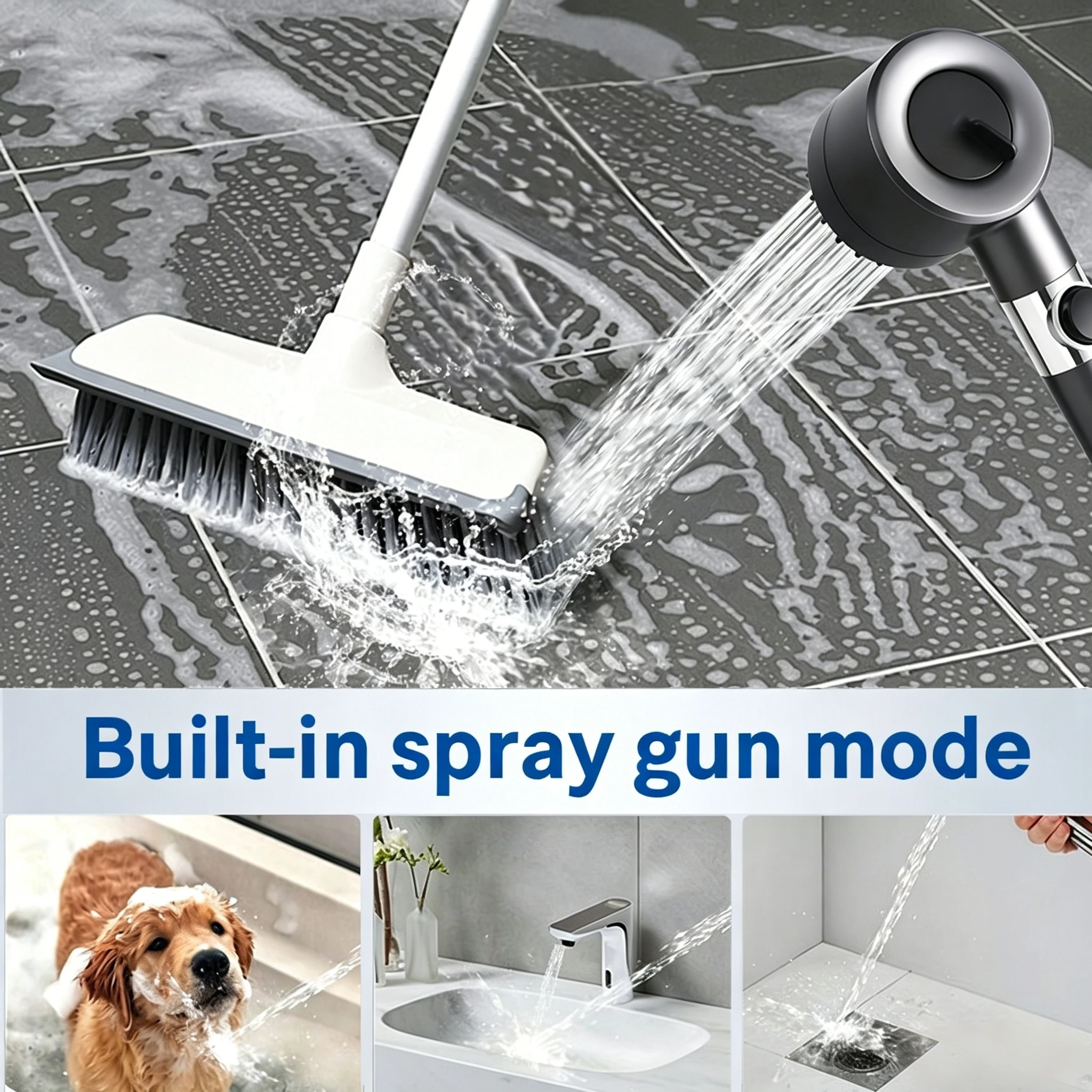 4-Setting Adjustable High-Pressure Handheld Shower Set—Featuring a Water-Saving Design and ABS Construction; Offers Adjustable Spray Modes and Easy-To-Clean Nozzles; Suitable for Bathrooms.