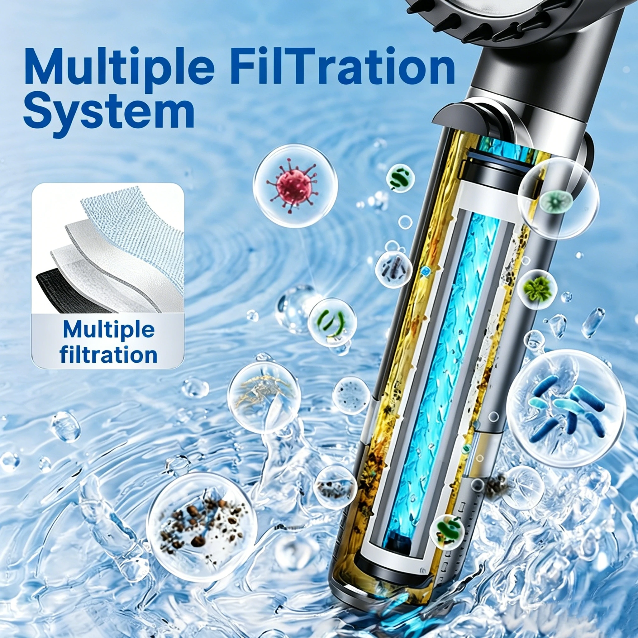 4-Setting Adjustable High-Pressure Handheld Shower Set—Featuring a Water-Saving Design and ABS Construction; Offers Adjustable Spray Modes and Easy-To-Clean Nozzles; Suitable for Bathrooms.