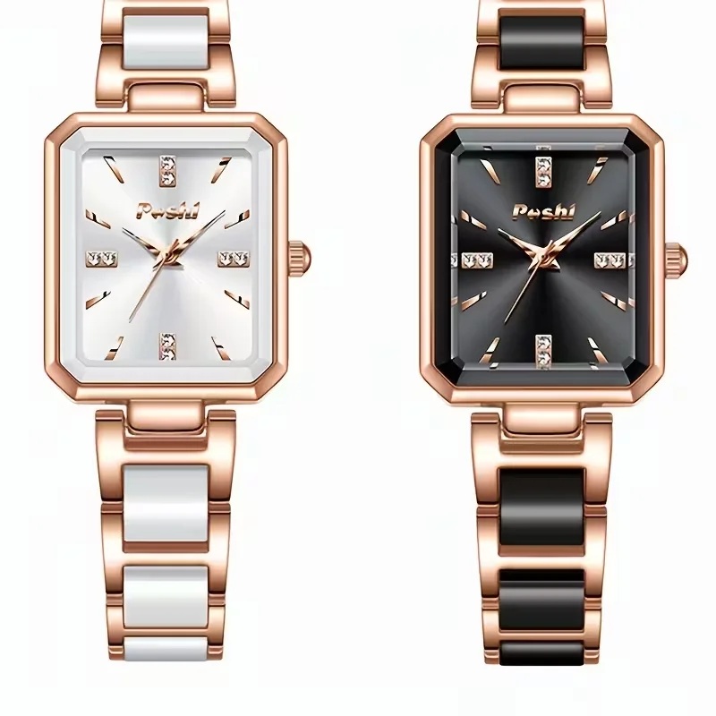 2PC(1 Quartz Watch+1 Long Wallet)Halloween Stylish Luxurious Business Casual Party Travel Boutique Elegant Women's Rectangular Tri-fold Wallet Perfect Gift