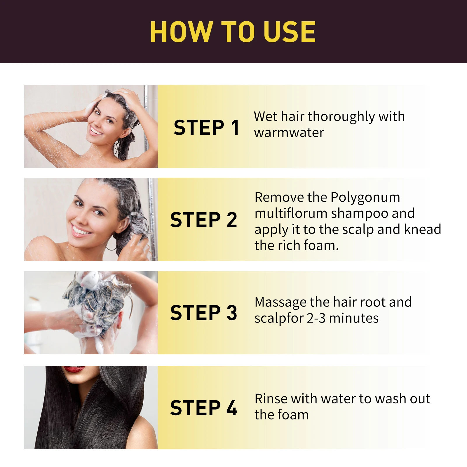 EELHOE Black Hair Shampoo Rehmannia Extract Nourishing Scalp Care Smooth Shiny Hair Gentle Daily Cleansing For Soft Manageable Hair