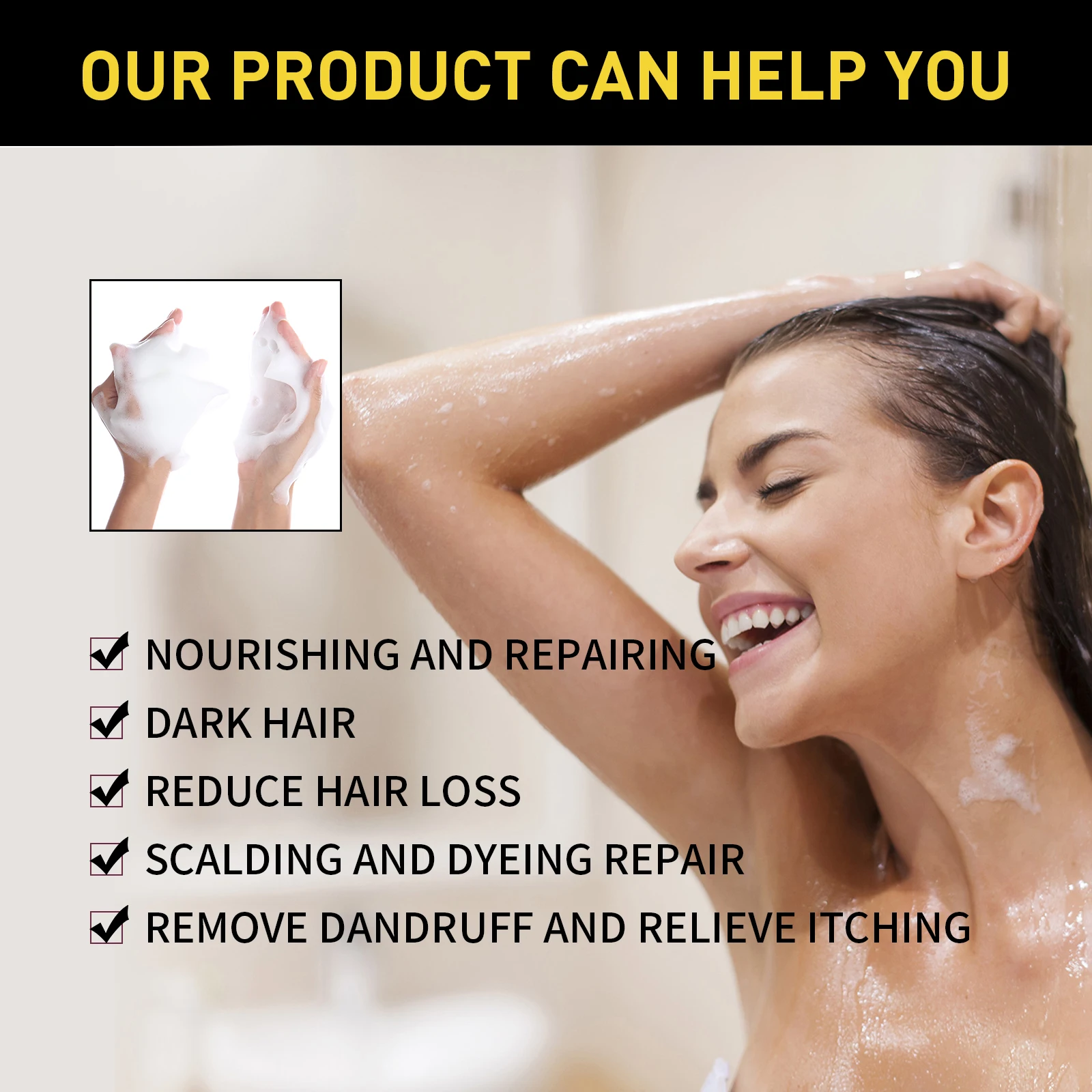 EELHOE Black Hair Shampoo Rehmannia Extract Nourishing Scalp Care Smooth Shiny Hair Gentle Daily Cleansing For Soft Manageable Hair
