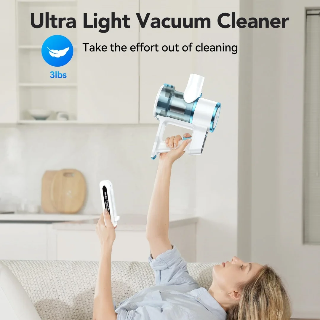 Blossom QCVC01 4‑in‑1 Cordless Stick Vacuum Cleaner,25kPa Powerful Suction Wireless Handheld Vacuum,Multi‑Purpose Lightweight Vacuum for Home Pet Hair Hard Floor Carpet Sofa Car Deep Cleaning