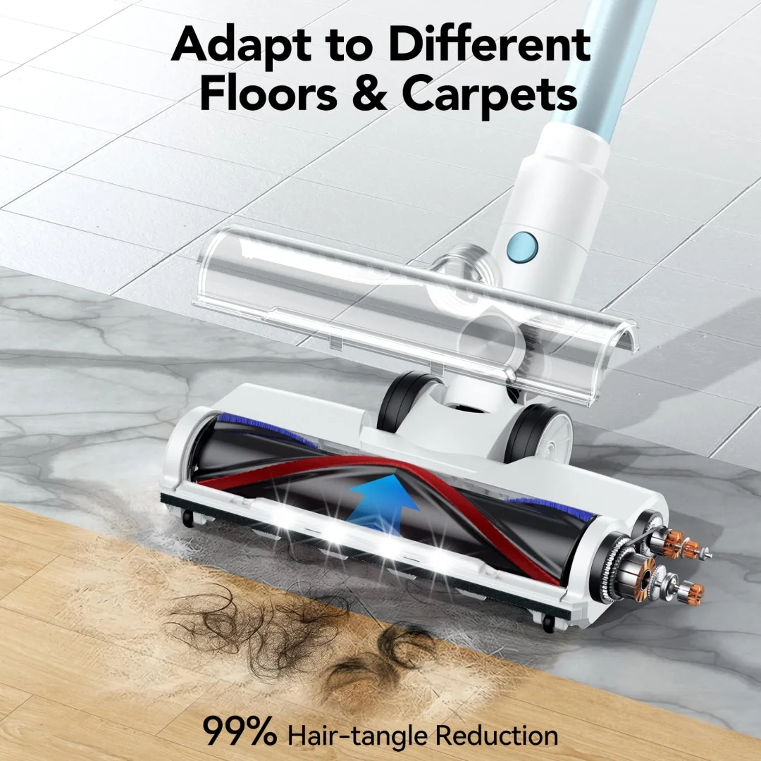 Blossom QCVC01 4‑in‑1 Cordless Stick Vacuum Cleaner,25kPa Powerful Suction Wireless Handheld Vacuum,Multi‑Purpose Lightweight Vacuum for Home Pet Hair Hard Floor Carpet Sofa Car Deep Cleaning