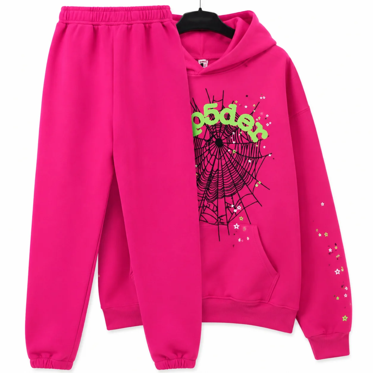 Men's and women's street punk oversized hooded sweatshirt sets, spider web rhinelstone hooded sweatshirts, hip-hop fashion letter aesthetic sweatshirts, gender neutral sets, couple sets