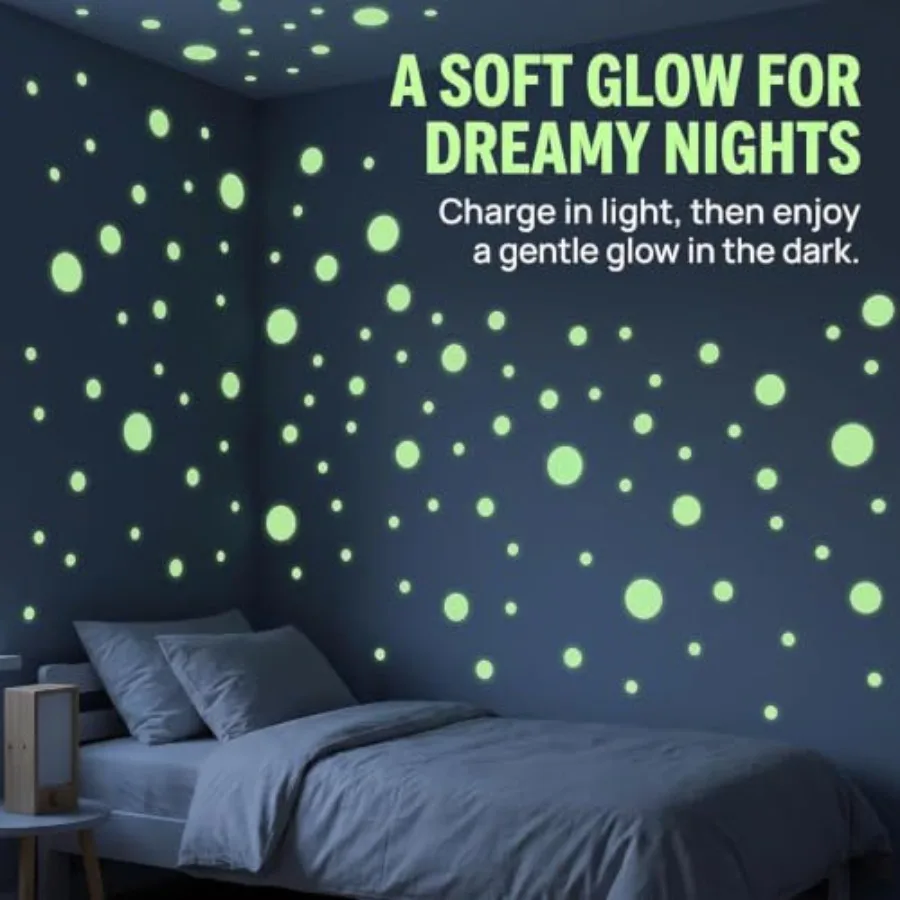 Glow-In-The-Dark Wall Stickers Bedroom Decor: 407 Pcs Removable Luminous Adhesive Dots In White, Ideal For Ceiling