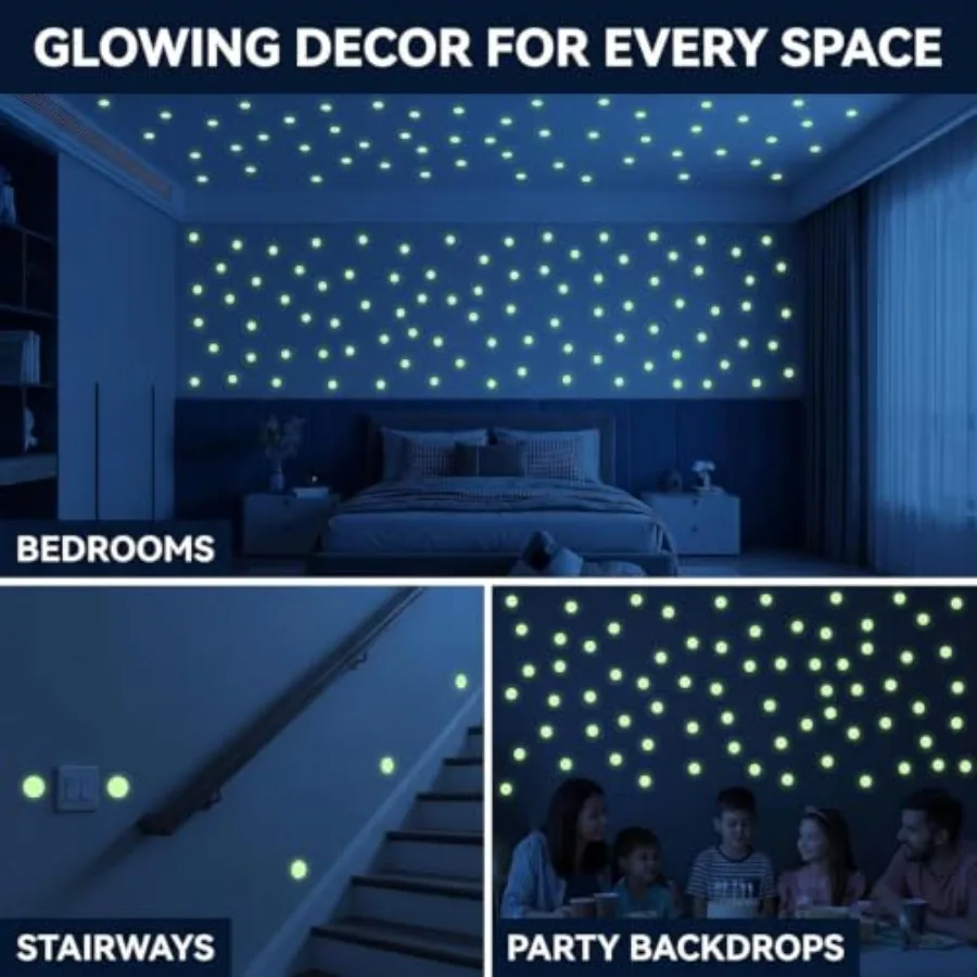 Glow-In-The-Dark Wall Stickers Bedroom Decor: 407 Pcs Removable Luminous Adhesive Dots In White, Ideal For Ceiling