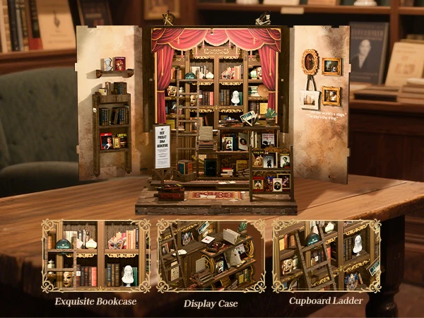Original CUTEBEE 253pcs Book Drama Bookshop Nook Kit DIY Miniature House Dollhouse Kit for Adults and Teens Booknook Tiny House Bookshelf Decor 3D Wooden Puzzle Gifts for Family Friends Book Nook Kit DIY Miniature House Japanese Street Ramen Shop Booknook