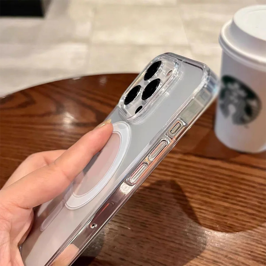 Clear Magnetic Phone Case Compatible with Magsafe Multi Layer Shockproof Protective Cover Slim Thin Magnetic Case for iPhone 17 16 15 14 13 Pro Pro Max Plus Mini Air
