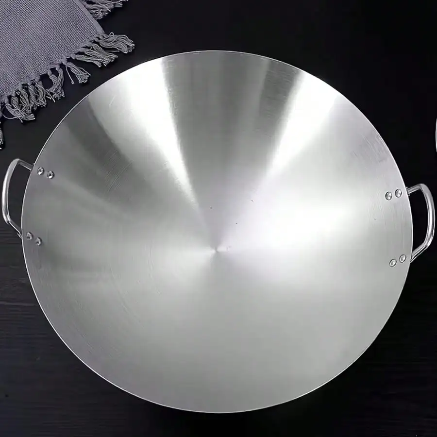PQSQRJU 316 Stainless Steel Wok Pan And Fryer, Heavy-Duty Professional, Non-Stick Surface Even Heat Distribution, Compatible With Gas Electric Induction Stoves, Durable Construction Versatile Cooking Pot, Ergonomic Handle Design Polished End