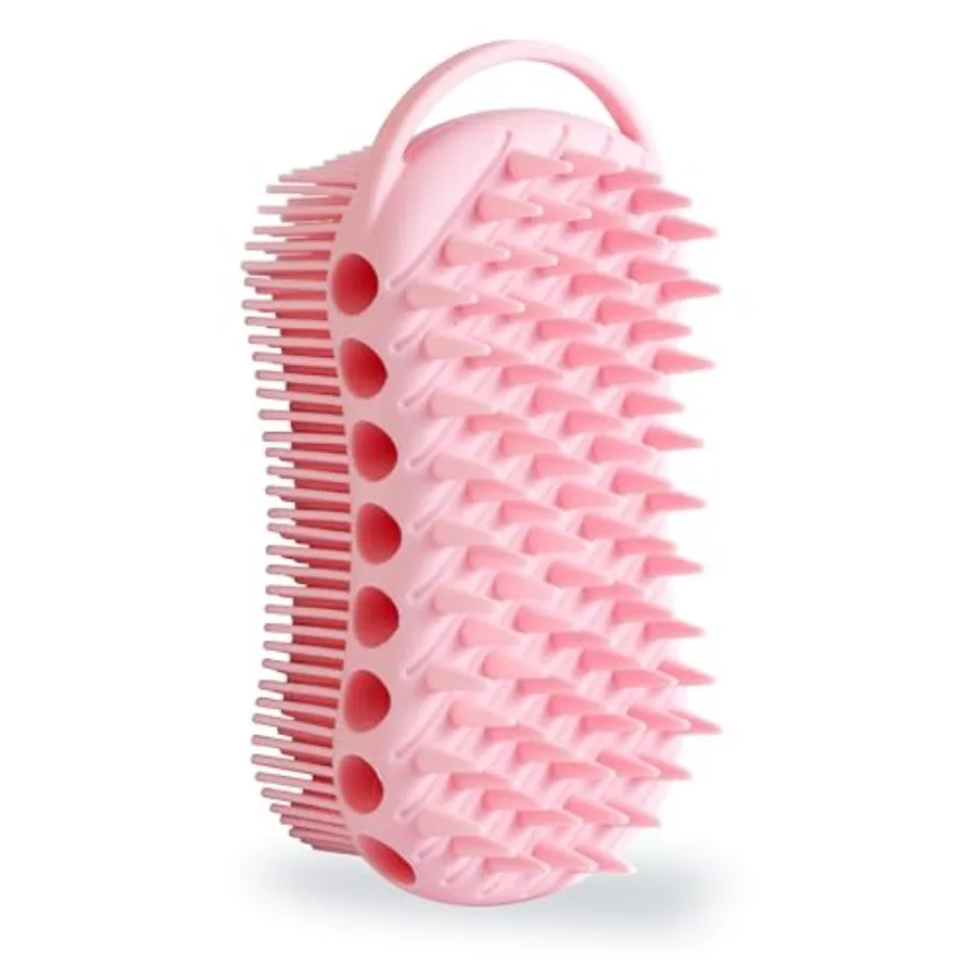 Double-Sided Exfoliating Silicone Body Scrubber, 2-in-1 Bath Scrubber, Shampoo Brush, Silicone Loofah for All Skin Types, Showe