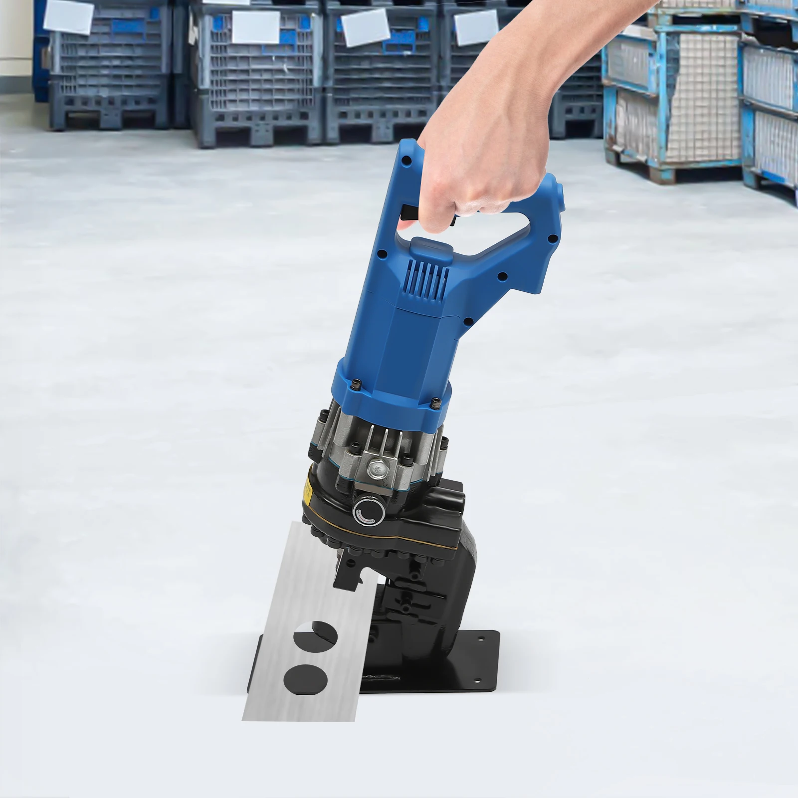 1800W Punching Machine Electric Hydraulic Metal Hole Puncher 5 Set Dies for Iron Copper Aluminum Plate Angle Steel