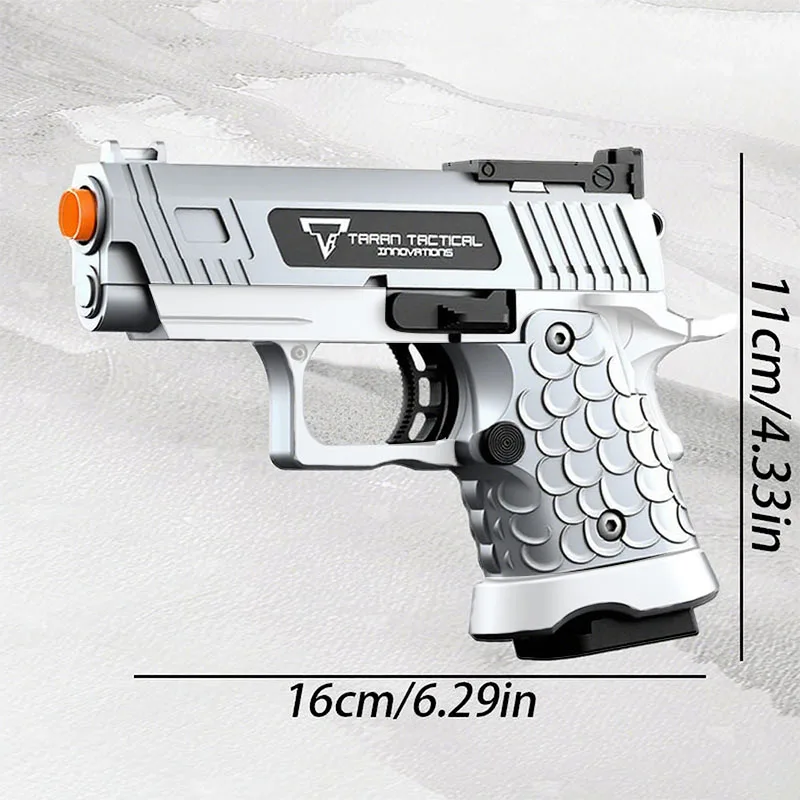Soft bullet foam shell ejection explosion energy gun, realistic toy pistol, the best gift for teenagers, creative toy, silver.