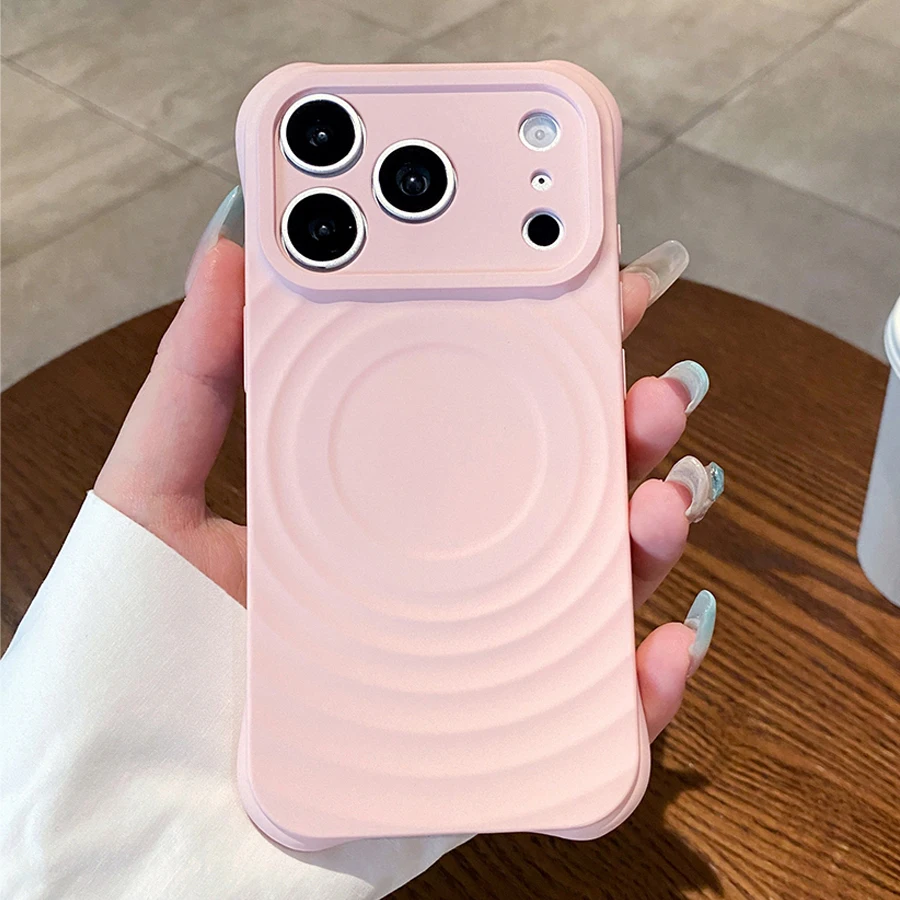 3D Ripple Wave Magnetic Phone Case Compatible with iPhone 17 Air/17 Pro Max/16 Pro/16 Pro Max/15/14/13 Pro Max, Compatible with MagSafe Wireless Charging, Shockproof Anti-Drop Silicone Protective Cover with Raised Camera Protection