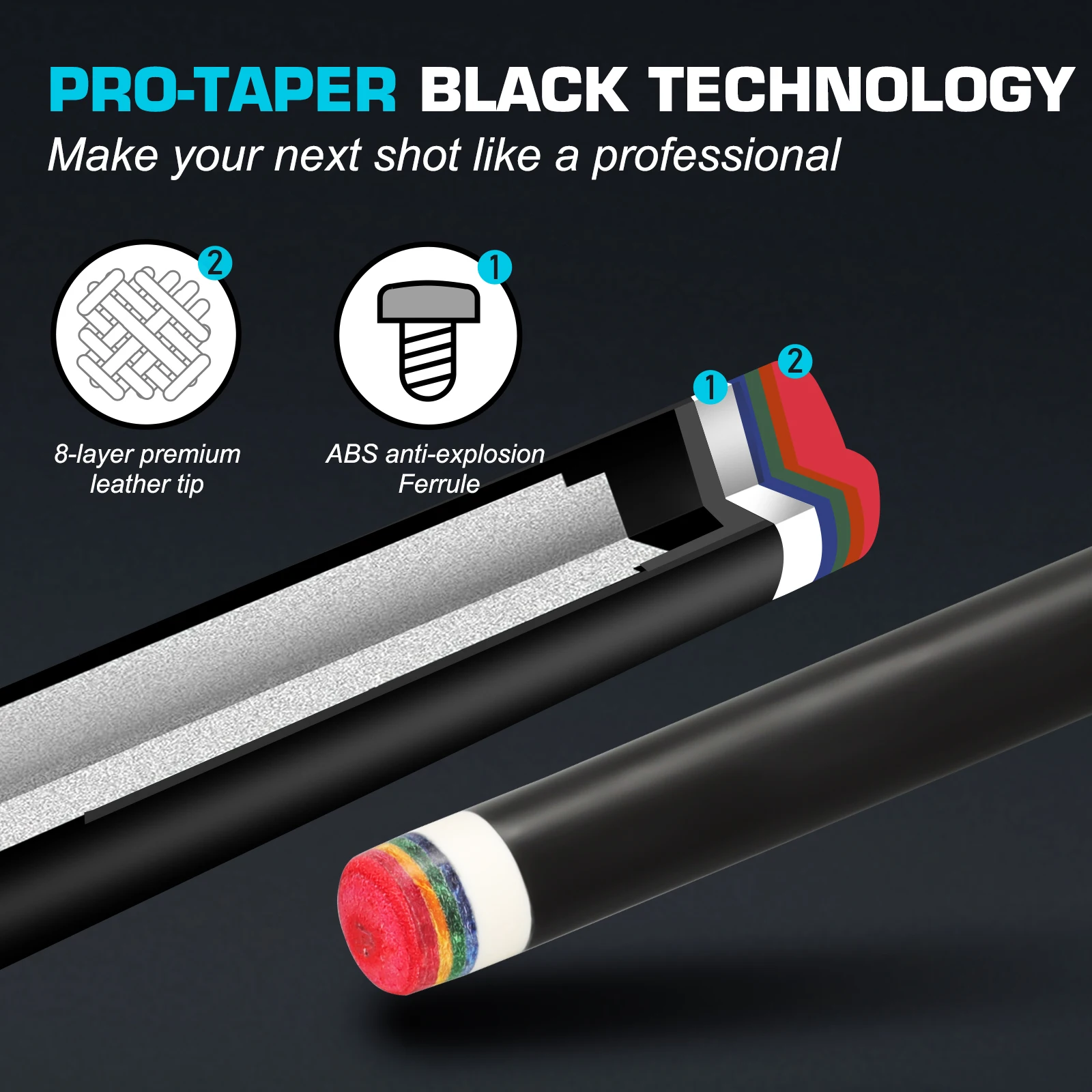 Banly Black Technology Pool Cue Stick with Case, Low Deflection Shaft and 12.5mm Tip, Uni-Loc Joint, Piano Lacquer Finish, Pool Cue Set with Glove, Chalk & Towel