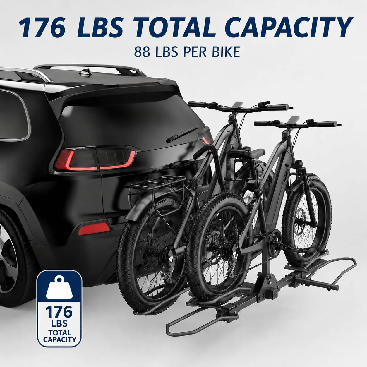 2 Bike Hitch Mount Bike Rack Easy to Install Bicycle Carrier for SUV Car Truck 176 LBS 2" Receiver Heavy-Duty Steel Mountain Road Bike Holder for SUVs and trucks