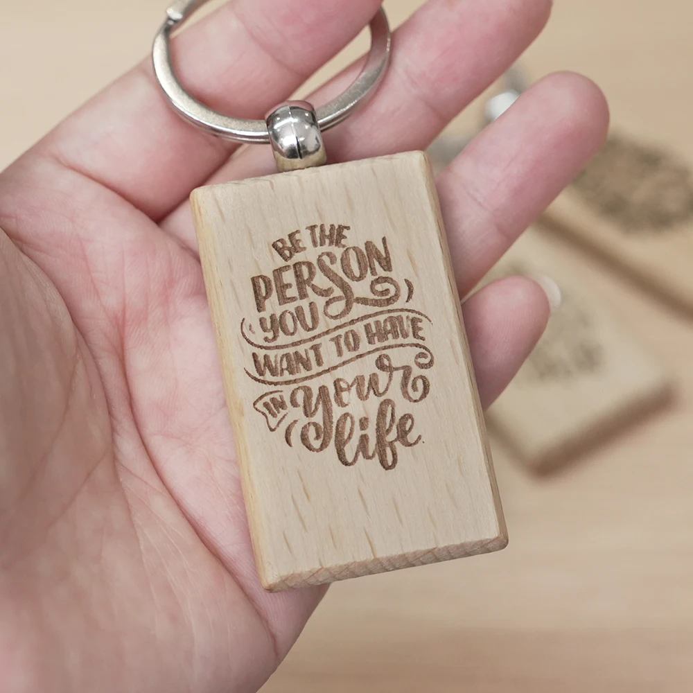 20Pcs Mixed Shape Blank Wooden Keychains Unfinished Wood Key Tags for Laser Engraving DIY Crafts Custom Name Logo Wholesale Gift Making
